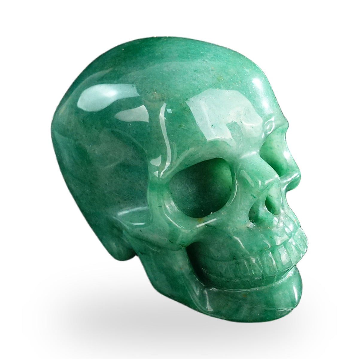 Kindred Vein 3" Green Aventurine Hand Carved Crystal Realistic Skull Sculpture (SKU: SKH30GA02) - Photo 11
