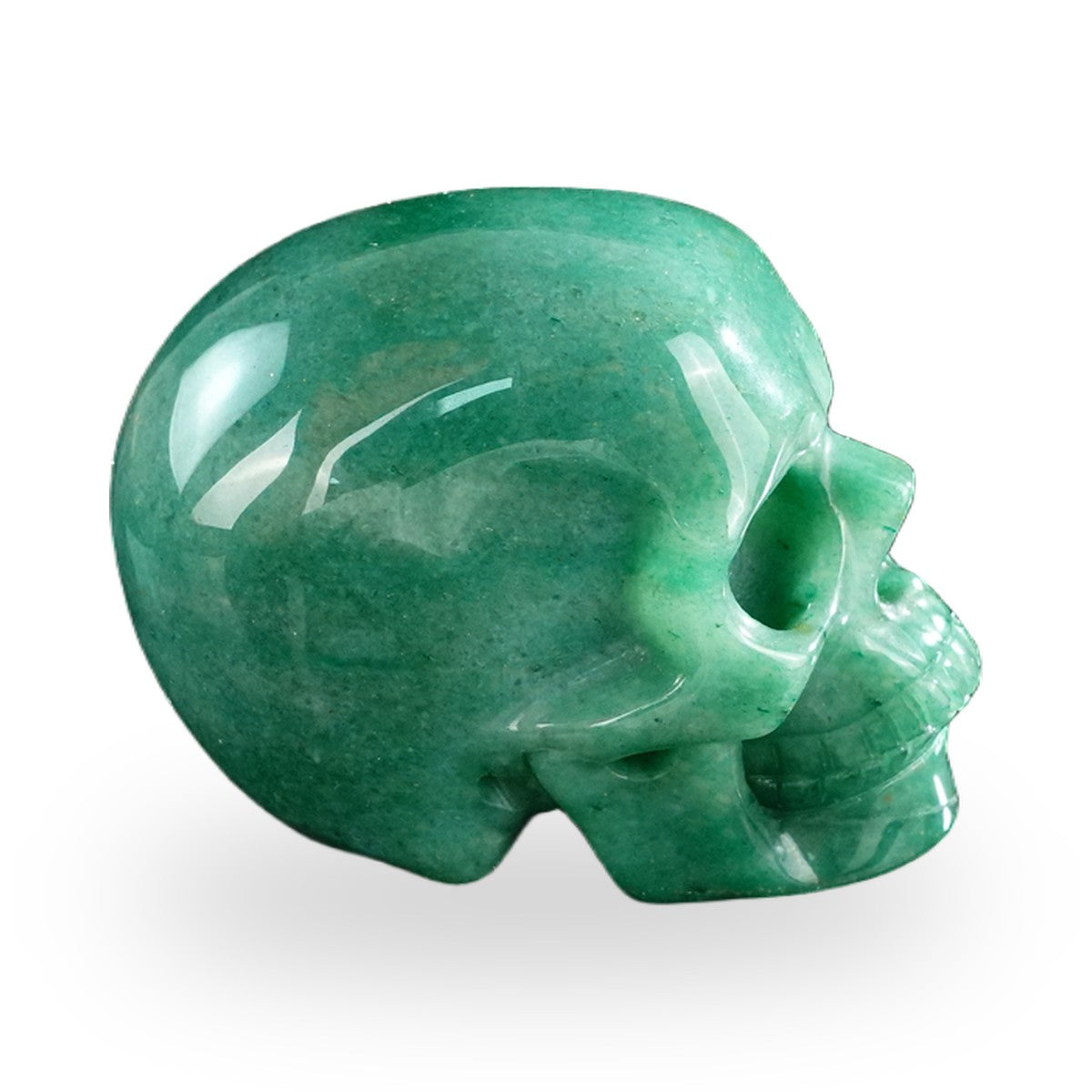 Kindred Vein 3" Green Aventurine Hand Carved Crystal Realistic Skull Sculpture (SKU: SKH30GA02) - Photo 13
