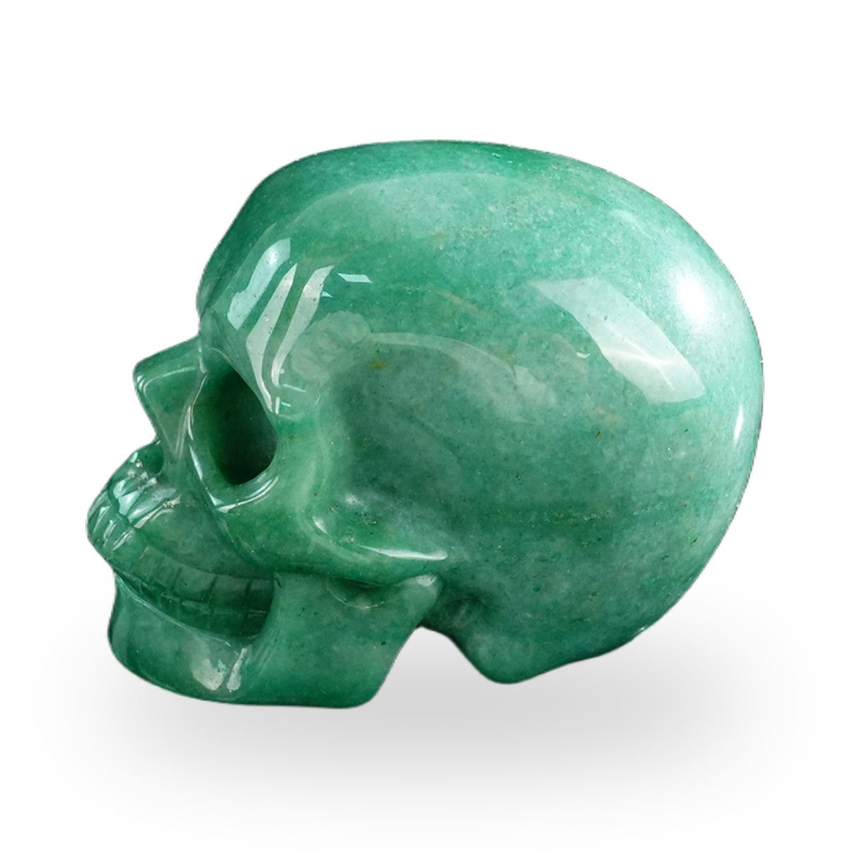 Kindred Vein 3" Green Aventurine Hand Carved Crystal Realistic Skull Sculpture (SKU: SKH30GA02) - Photo 14