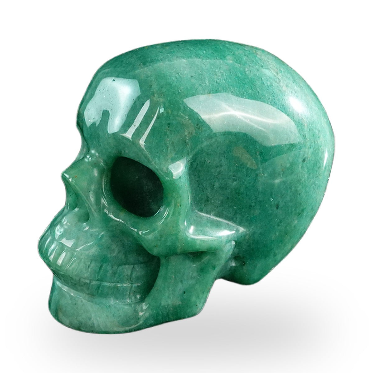 Kindred Vein 3" Green Aventurine Hand Carved Crystal Realistic Skull Sculpture (SKU: SKH30GA03) - Photo 23