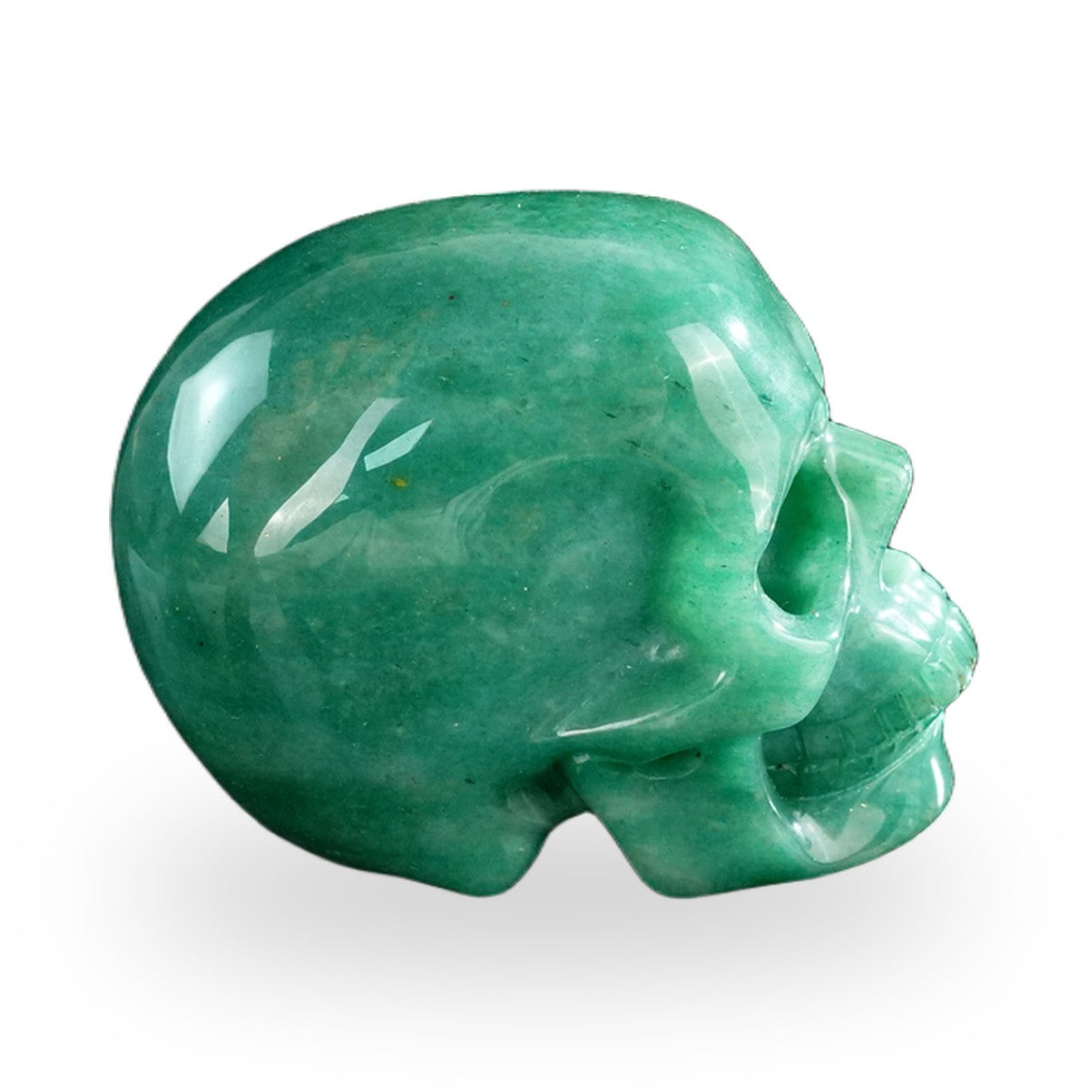 Kindred Vein 3" Green Aventurine Hand Carved Crystal Realistic Skull Sculpture (SKU: SKH30GA05) - Photo 36