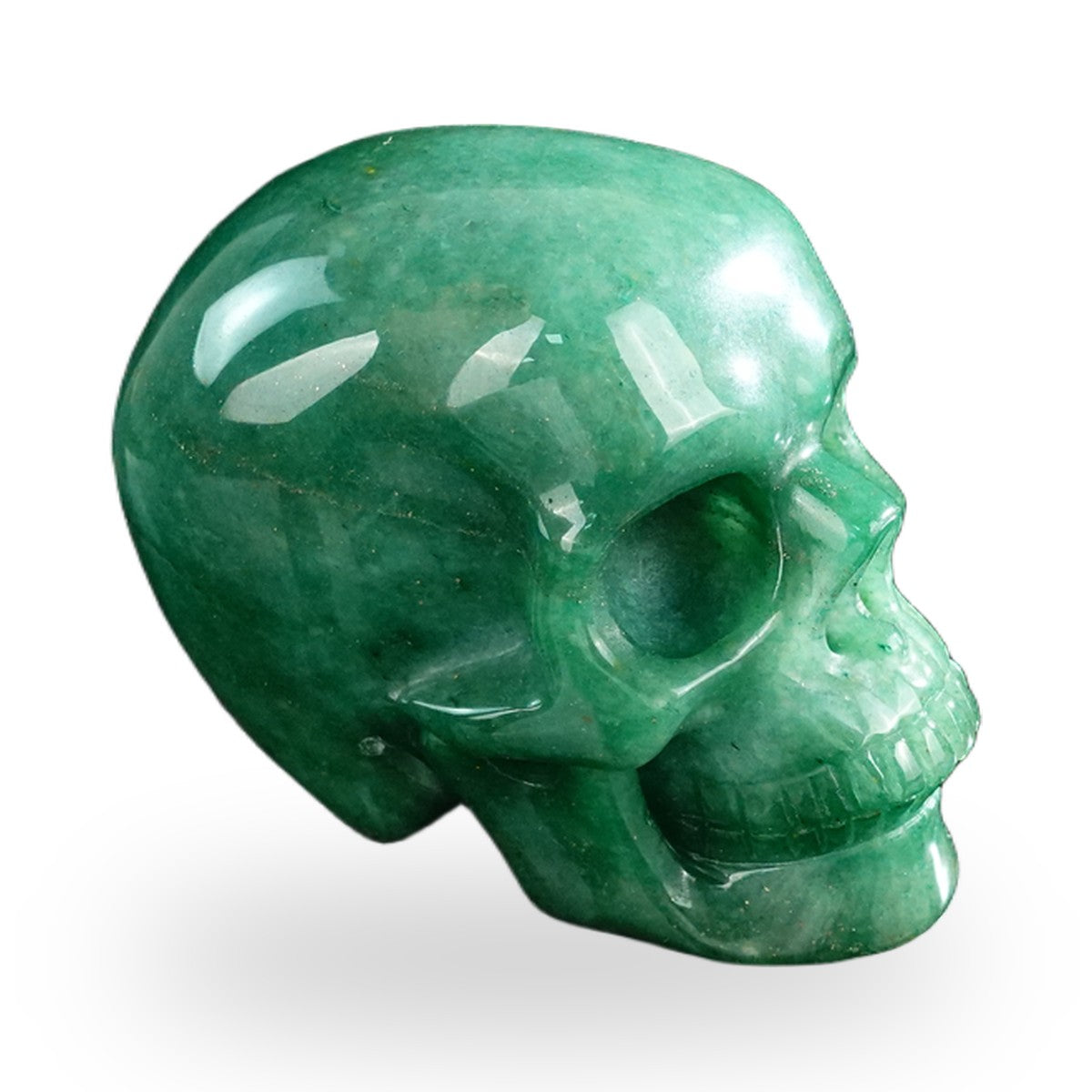 Kindred Vein 3" Green Aventurine Hand Carved Crystal Realistic Skull Sculpture (SKU: SKH30GA06) - Photo 43