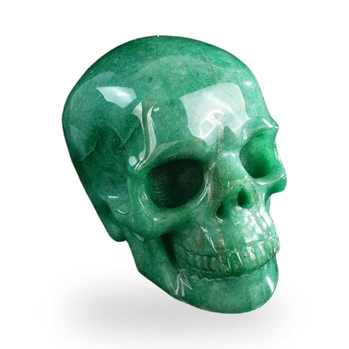 Kindred Vein 3" Green Aventurine Hand Carved Crystal Realistic Skull Sculpture (SKU: SKH30GA07) - Photo 50