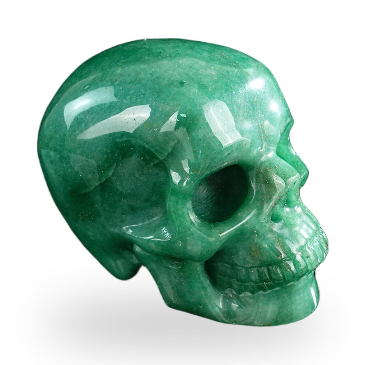 Kindred Vein 3" Green Aventurine Hand Carved Crystal Realistic Skull Sculpture (SKU: SKH30GA07) - Photo 51