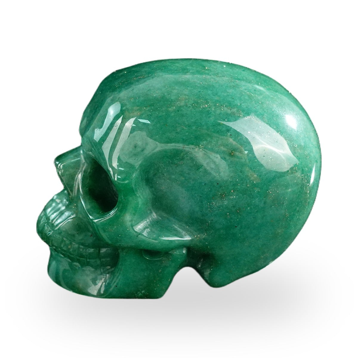 Kindred Vein 3" Green Aventurine Hand Carved Crystal Realistic Skull Sculpture (SKU: SKH30GA07) - Photo 53