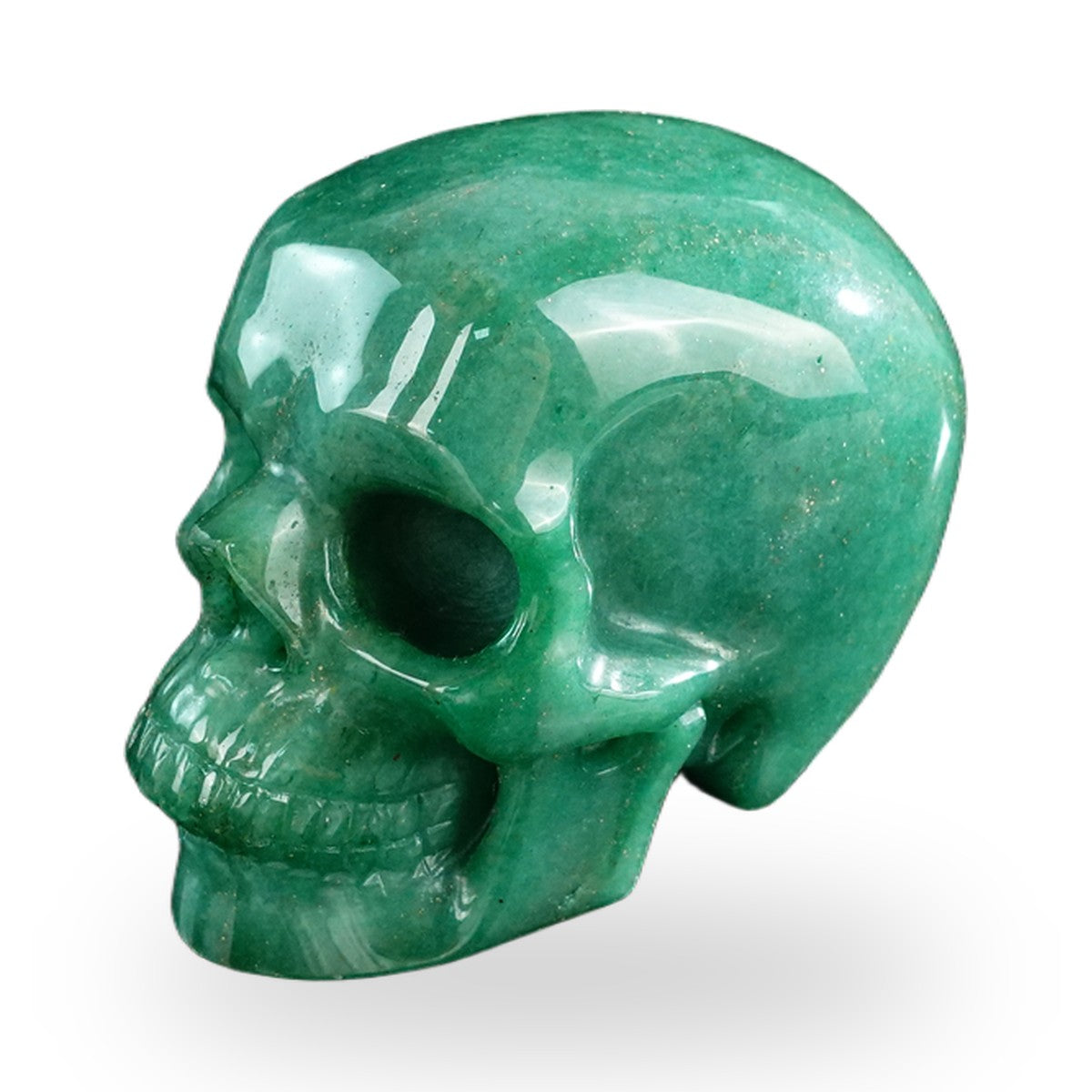 Kindred Vein 3" Green Aventurine Hand Carved Crystal Realistic Skull Sculpture (SKU: SKH30GA07) - Photo 54