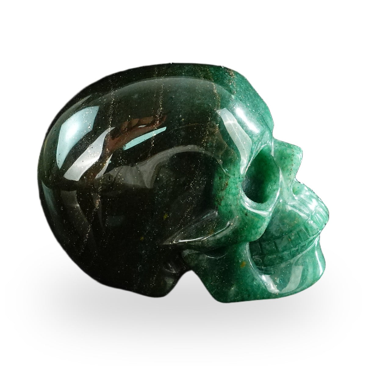 Kindred Vein 3" Green Aventurine Hand Carved Crystal Realistic Skull Sculpture (SKU: SKH30GA09) - Photo 68