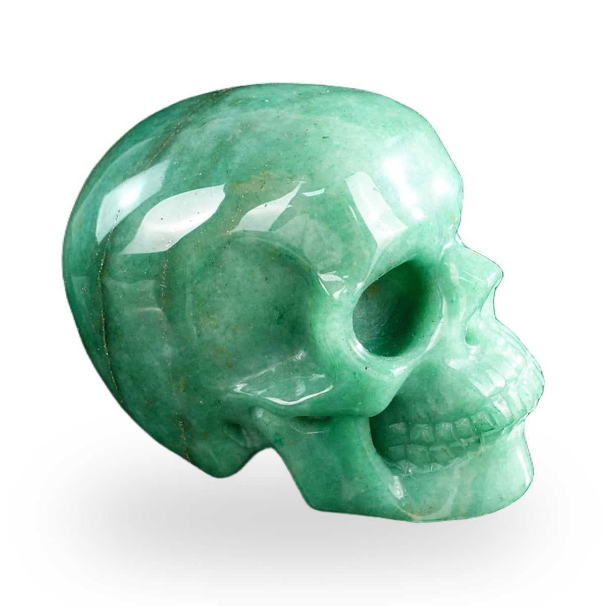Kindred Vein 3" Green Aventurine Hand Carved Crystal Realistic Skull Sculpture (SKU: SKH30GA12) - Photo 91