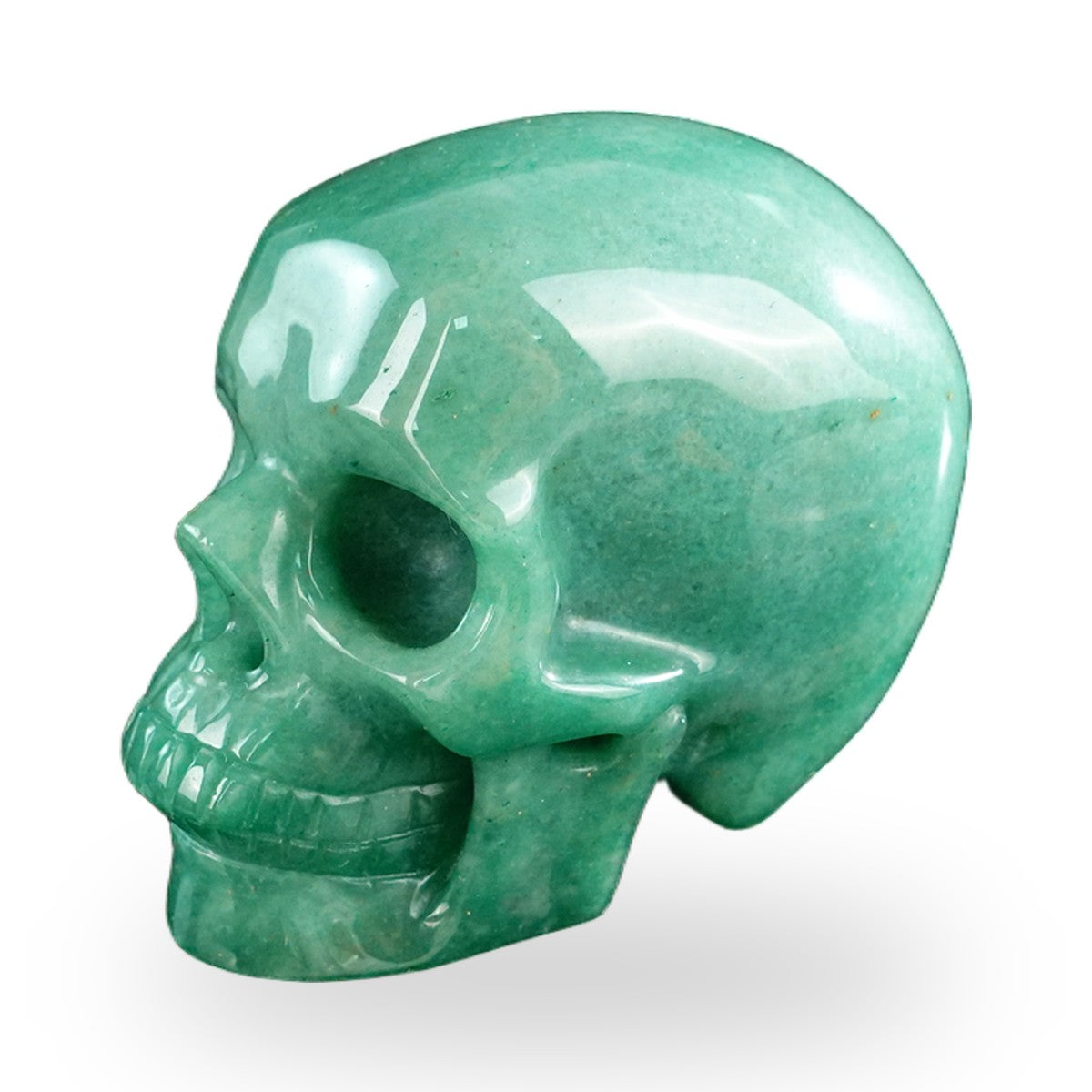 Kindred Vein 3" Green Aventurine Hand Carved Crystal Realistic Skull Sculpture (SKU: SKH30GA14) - Photo 109