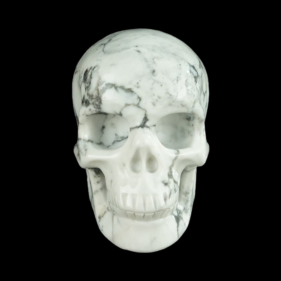 2.2" Howlite Hand Carved Crystal Realistic Skull | No.001