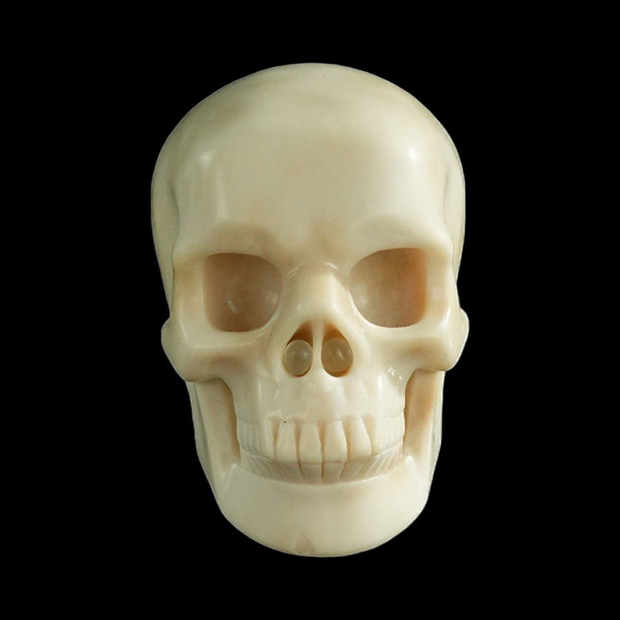 3" Ivory Jade Hand Carved Crystal Realistic Skull