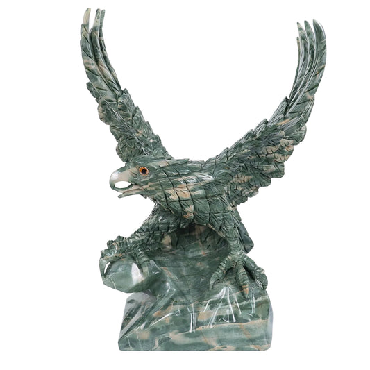 Kindred Vein 16.5" Nine Dragon Jade Hand Carved Crystal Eagle Sculpture (SKU: 3100166) - Photo 1