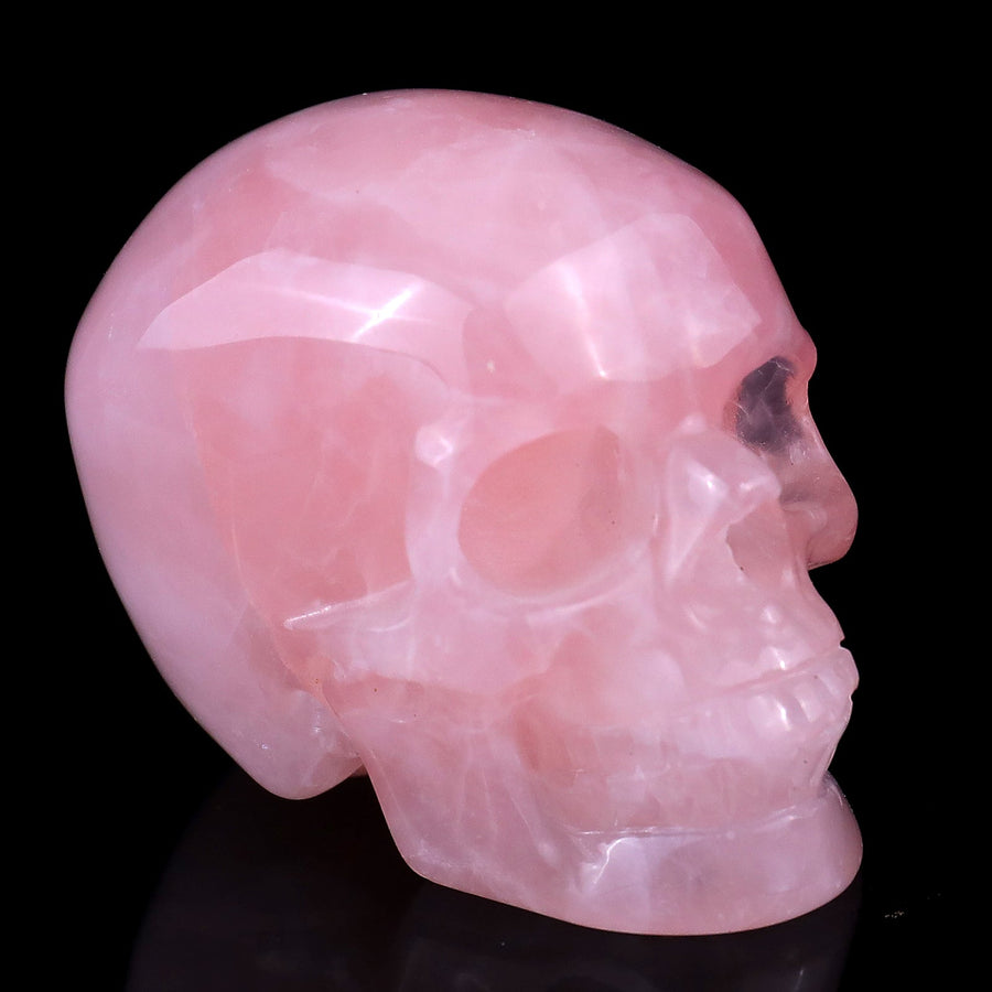 2.2" Rose Quartz Hand Carved Realistic Skull
