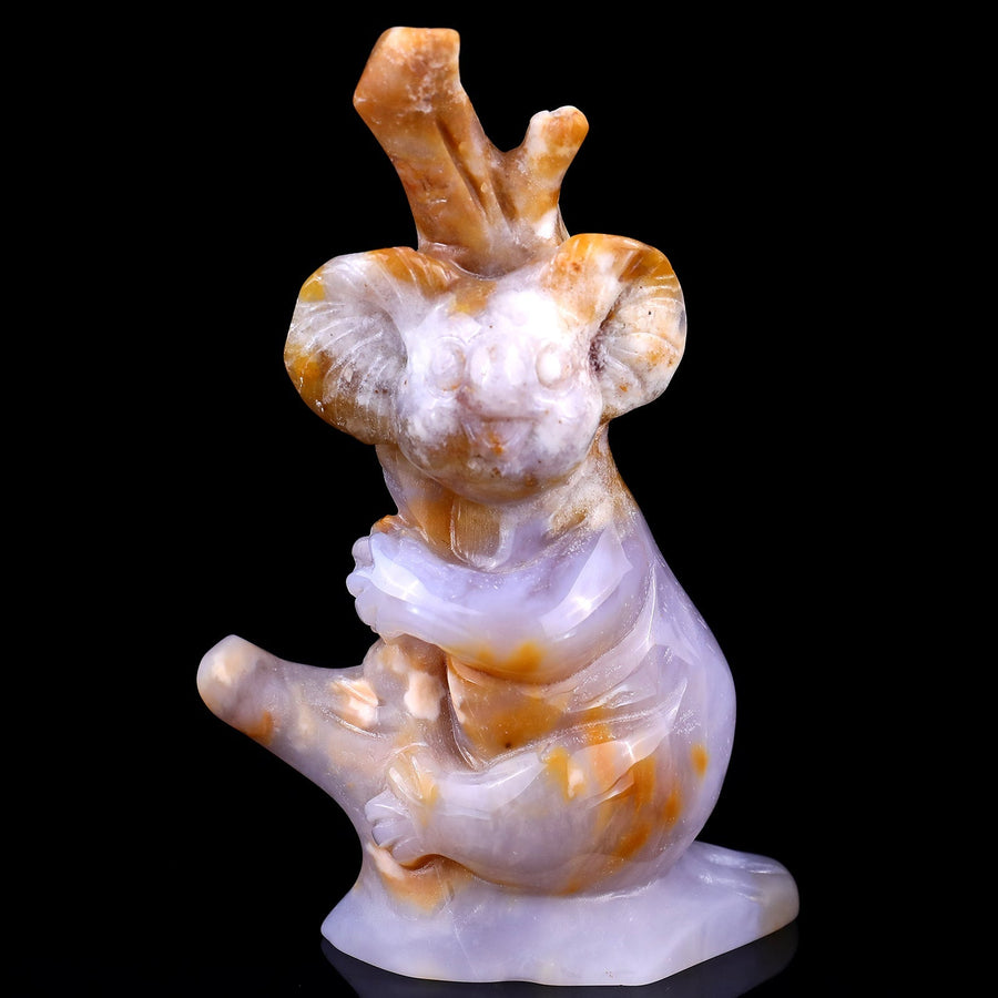 4.7" Chalcedony Hand Carved Crystal Koala