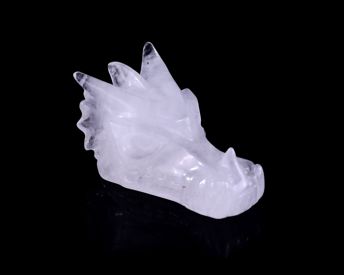 3.0" Angolan Quartz Hand Carved Dragon Skull