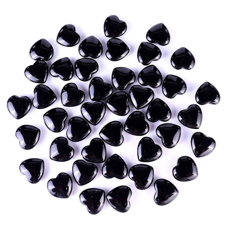 1.2" Black Obsidian Hand Carved Crystal Heart