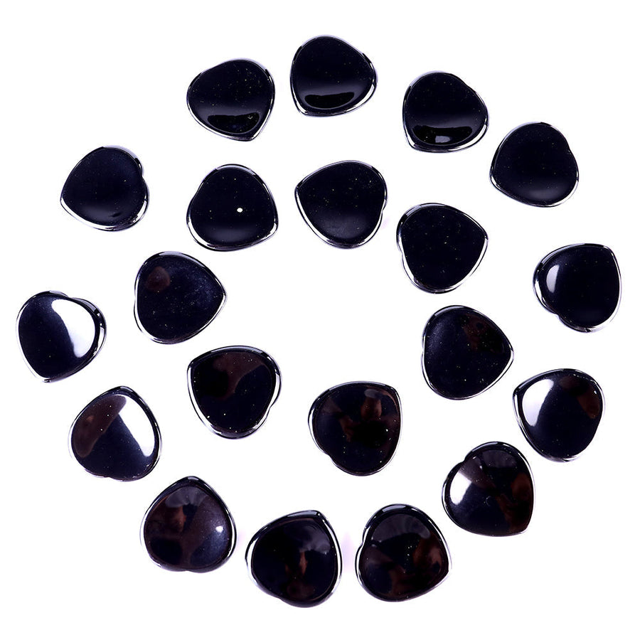 1.5" Black Obsidian Hand Carved Crystal Worry Stone,Massage Tool