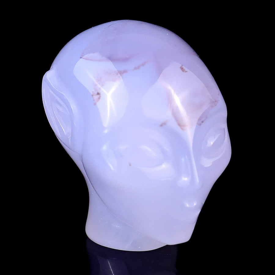 1.5" Blue Chalcedony Hand Carved Crystal Elf Alien