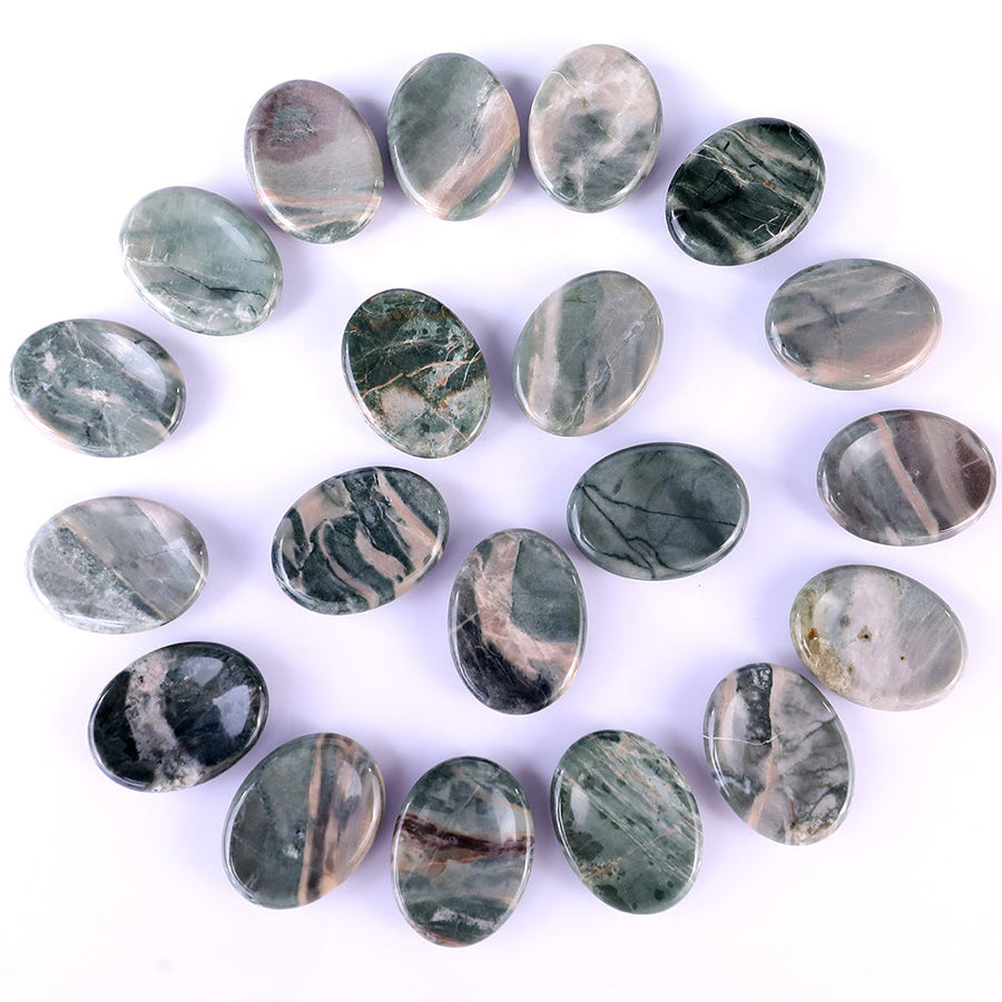 1.5" Nine Dragon Jade Hand Carved Crystal Worry Stone,Massage Tool