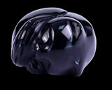 1.6" Black Obsidian Hand Carved Crystal Sleepy Cat