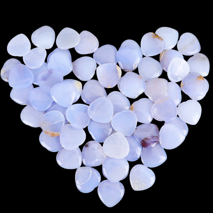 1.6" Blue Chalcedony Hand Carved Crystal Heart Shape Worry Stone