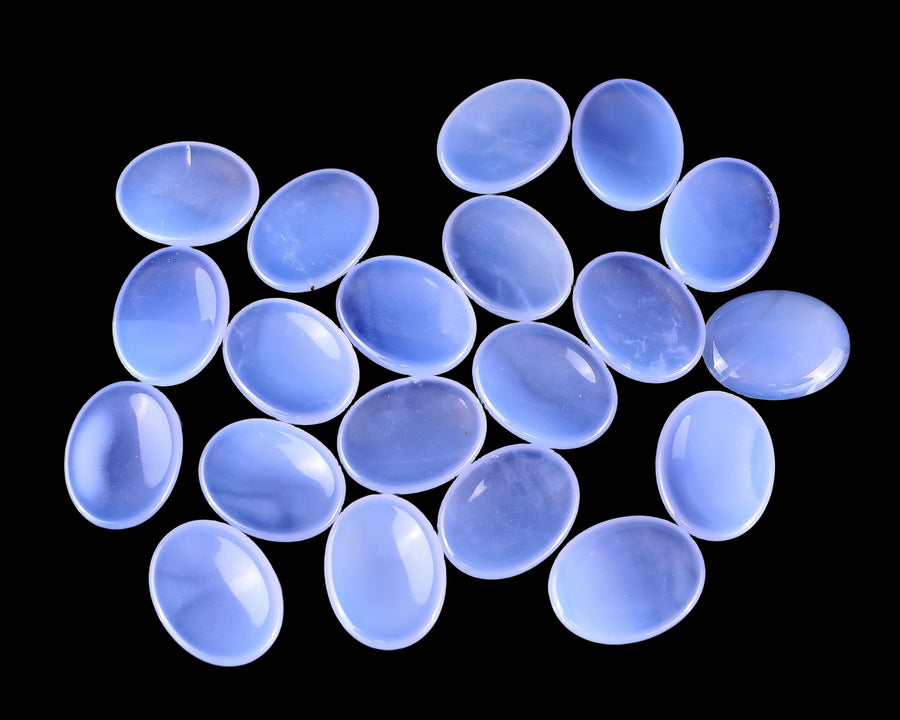 1.6" Blue Chalcedony Hand Carved Crystal Worry Stone