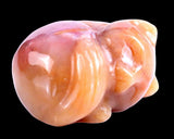 1.6" Chalcedony Hand Carved Crystal Sleepy Cat