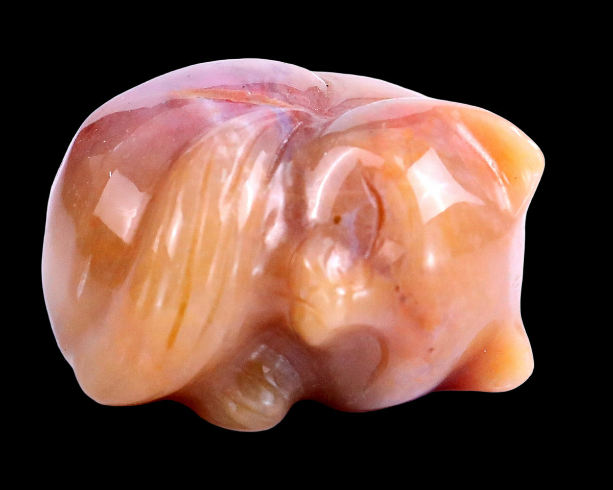1.6" Chalcedony Hand Carved Crystal Sleepy Cat