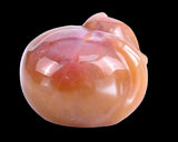 1.6" Chalcedony Hand Carved Crystal Sleepy Cat