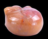1.6" Chalcedony Hand Carved Crystal Sleepy Cat