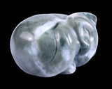 1.6" Nine Dragon Jade Hand Carved Crystal Sleepy Cat