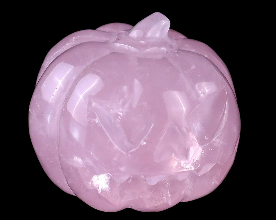 1.6" Rose Quartz Hand Carved Crystal Pumpkin