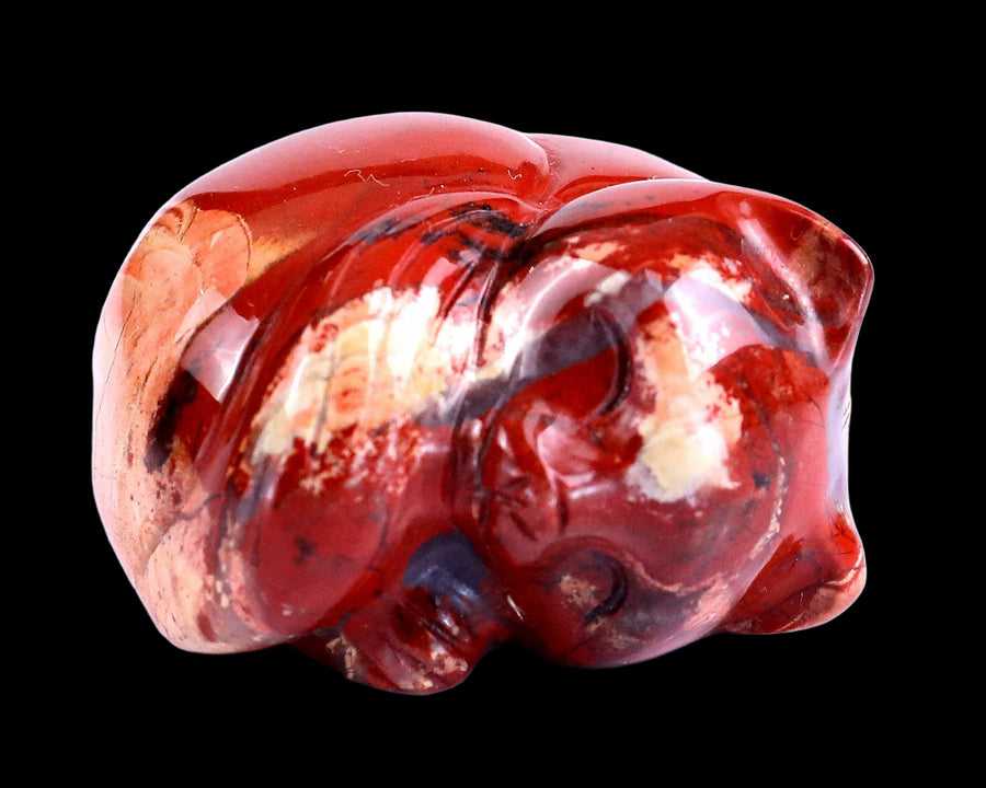 1.6" Red Jasper Hand Carved Crystal Sleepy Cat