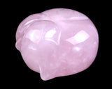 1.6" Rose Quartz Hand Carved Crystal Sleepy Cat