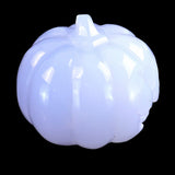 1.7" Natural Blue Chalcedony Hand Carved Crystal Pumpkin, Halloween Gift