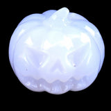 1.7" Natural Blue Chalcedony Hand Carved Crystal Pumpkin, Halloween Gift