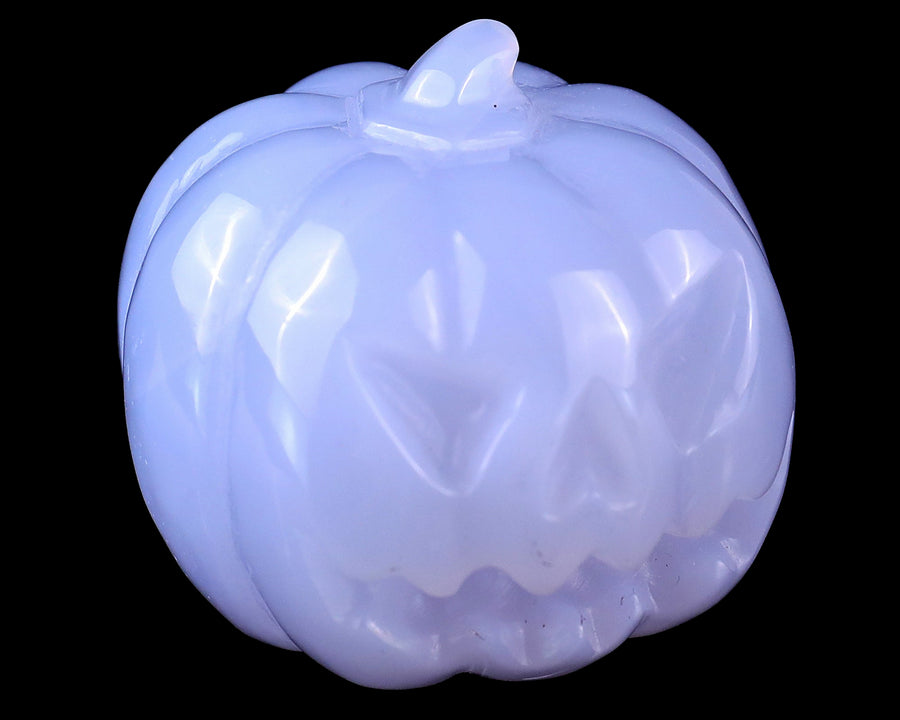 1.7" Blue Chalcedony Hand Carved Crystal Pumpkin