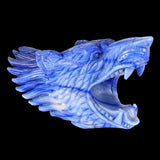 10.4" Blue Aventurine Hand Carved Crystal Wolf Head
