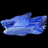 10.4" Blue Aventurine Hand Carved Crystal Wolf Head