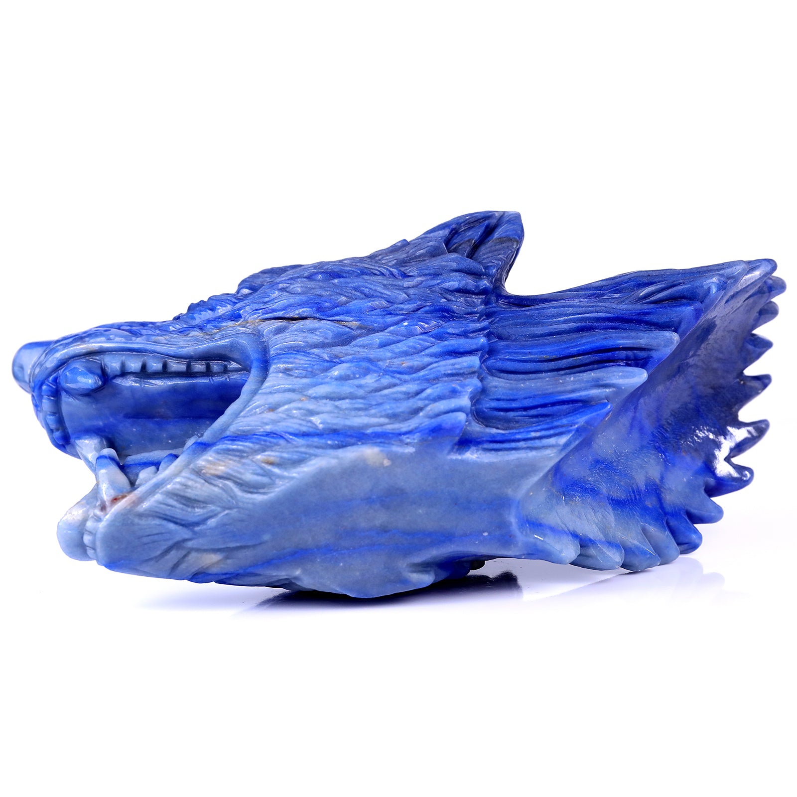 Kindred Vein 10.4" Blue Aventurine Hand Carved Crystal Wolf Head Sculpture (SKU: 2100164) - Photo 6