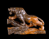 10.6" Leopard Skin Jasper Hand Carved Crystal Leopard