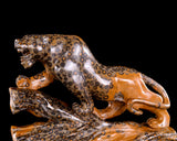 10.6" Leopard Skin Jasper Hand Carved Crystal Leopard