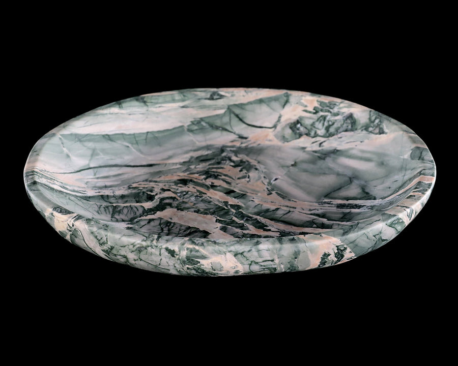 10.8" Nine Dragon Jade Hand Carved Crystal Food Tray, Fruit Tray