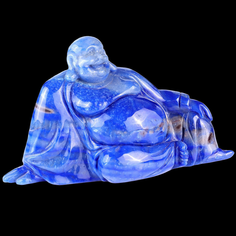 10.0×3.9×5.3" Blue Aventurine Hand Carved Crystal Buddha