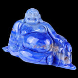10.0×3.9×5.3" Blue Aventurine Hand Carved Crystal Buddha