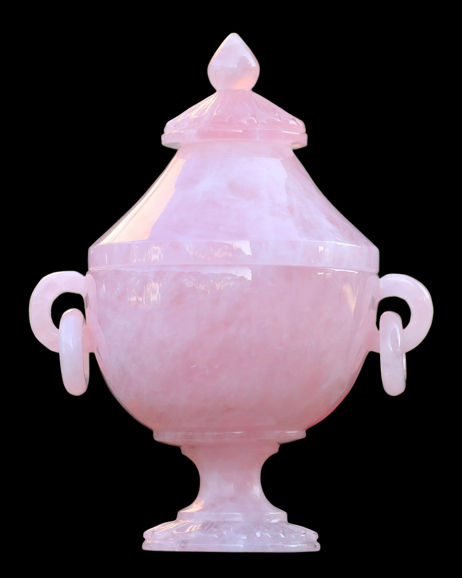 11.0" Rose Quartz Hand Carved Decorative Storage,Candy Bowl