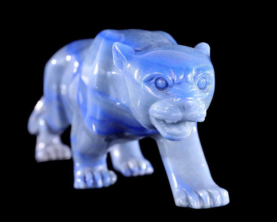 11.4" Blue Aventurine Hand Carved Crystal Leopard