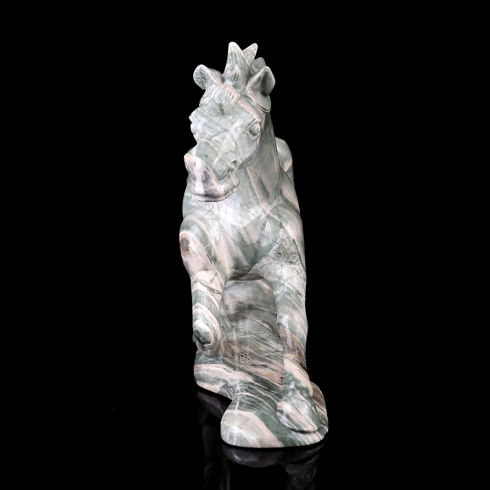 Kindred Vein 6.3" Nine Dragon Jade Hand Carved Crystal Horse Sculpture (SKU: 2100097) - Photo 7