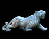 11.6" Nine Dragon Jade Hand Carved Crystal Leopard