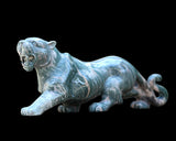 11.6" Nine Dragon Jade Hand Carved Crystal Leopard